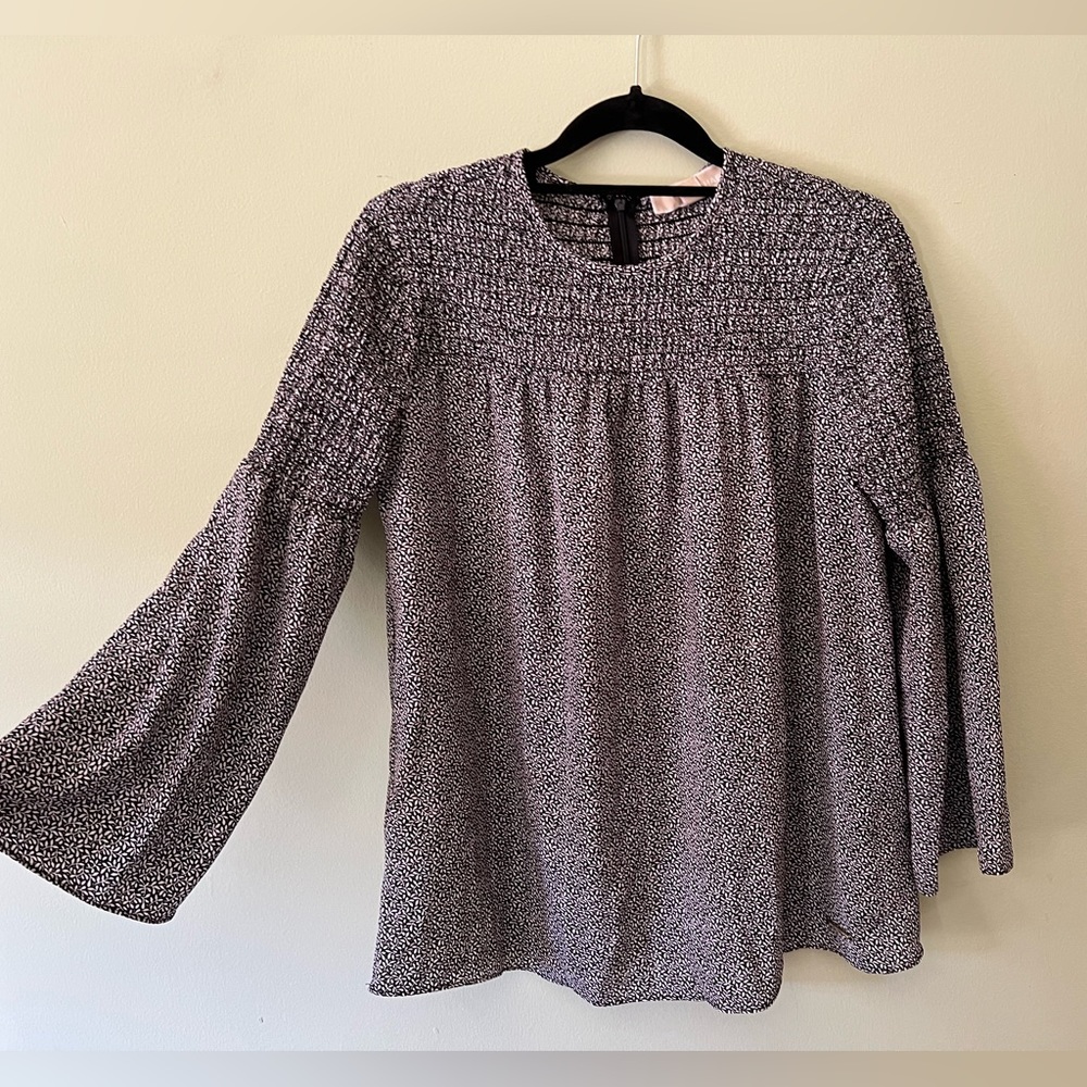 NWT Michael Kors Ruched Smocked Long Sleeve Blouse Top, XS